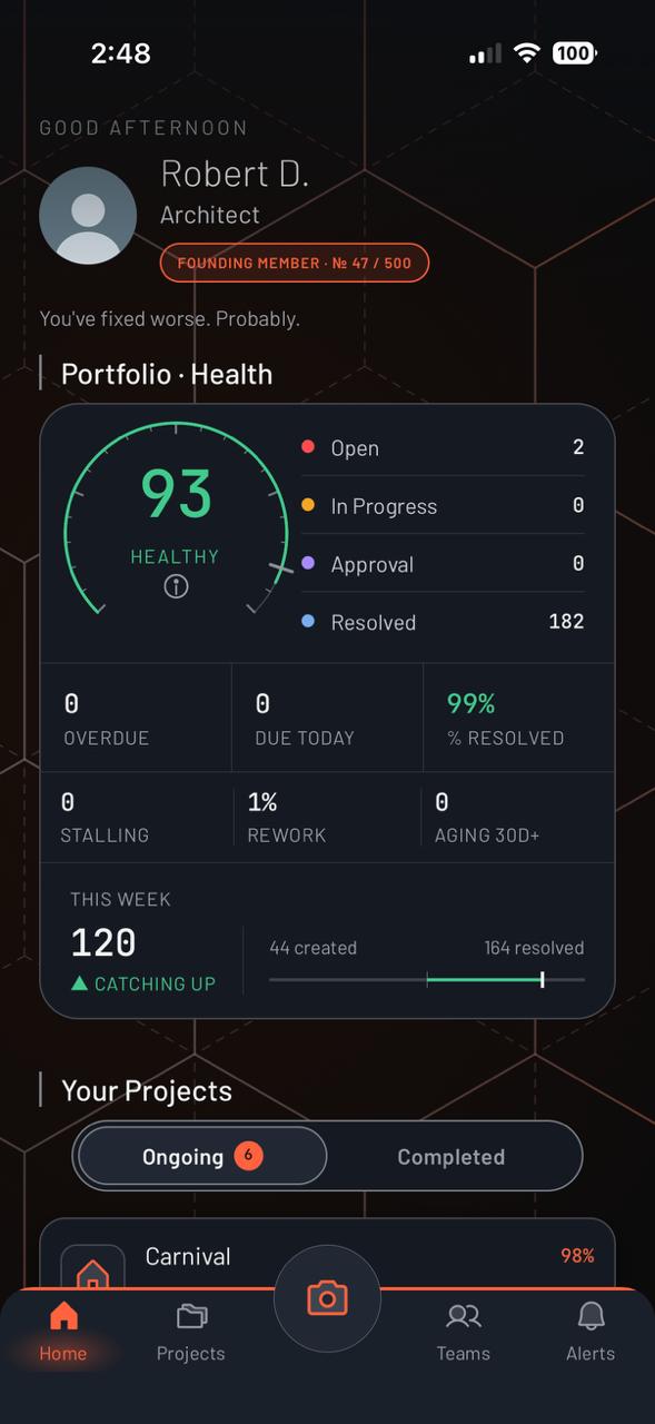 Your portfolio's health, the moment you open the app